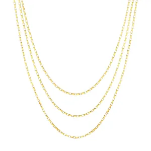 14K Yellow Gold Triple Graduated Box Link Necklace with Lobster Lock