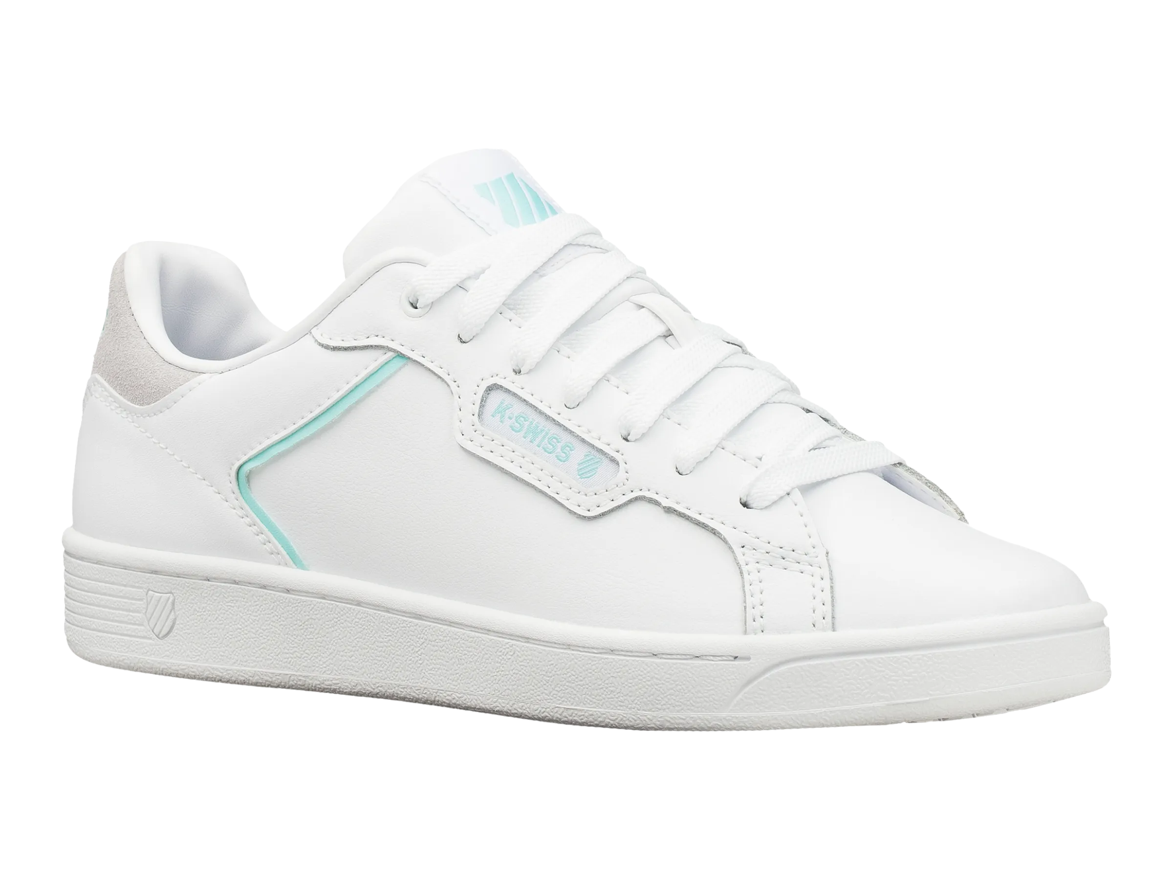 96347-124-M | WOMENS CLEAN COURT II CMF | WHITE/ARUBA BLUE/VAPOR BLUE