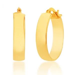 9ct Silverfilled Yellow Gold Plain 15mm Hoop Earrings