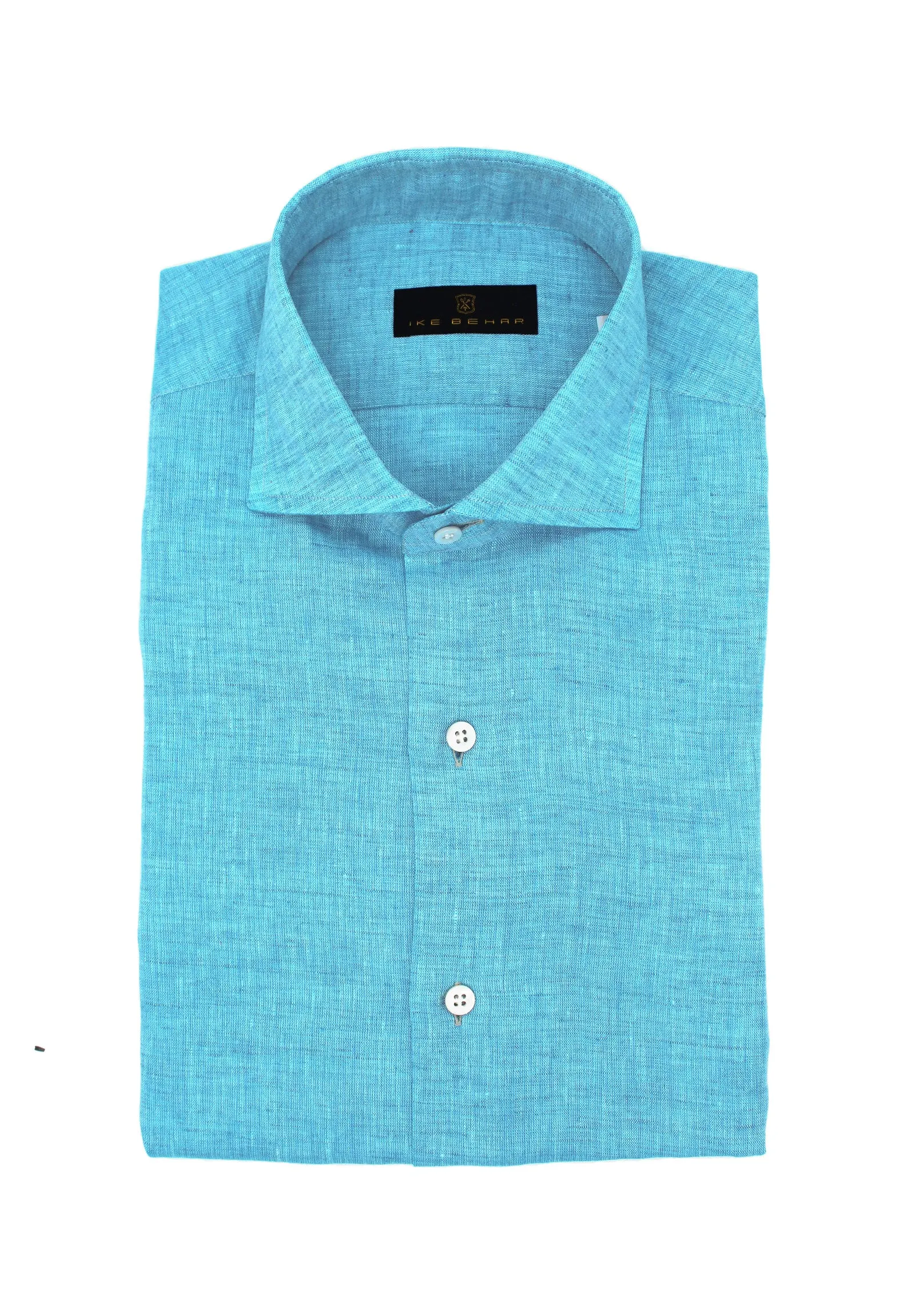 Aqua Hand Finished Italian Linen Sport Shirt