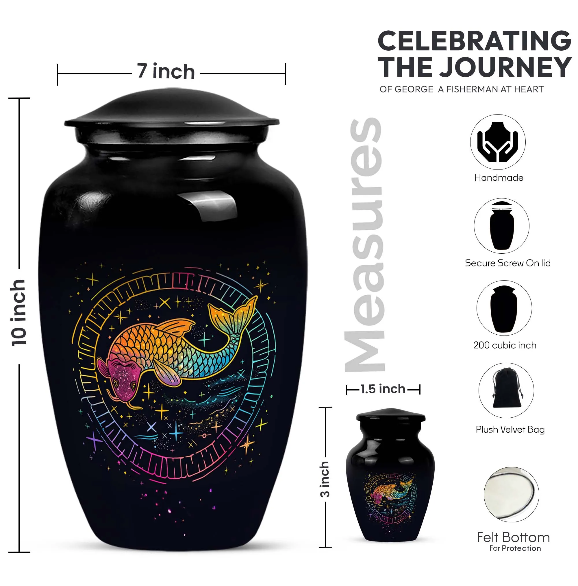 Aquatic Eternity - Fish Themed Cremation Urn for Ladies