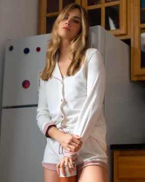 Bella Bridal Long Sleeve Top & Boxer Pajama Set