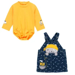 Blue Kitten Pinafore Outfit