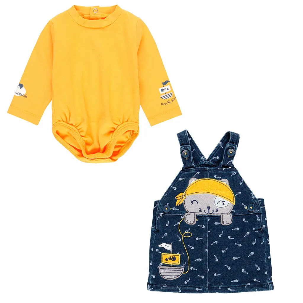 Blue Kitten Pinafore Outfit