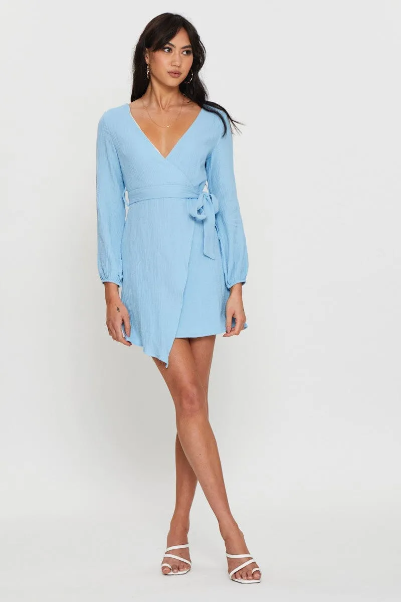 Blue Mini Dress Short Sleeve