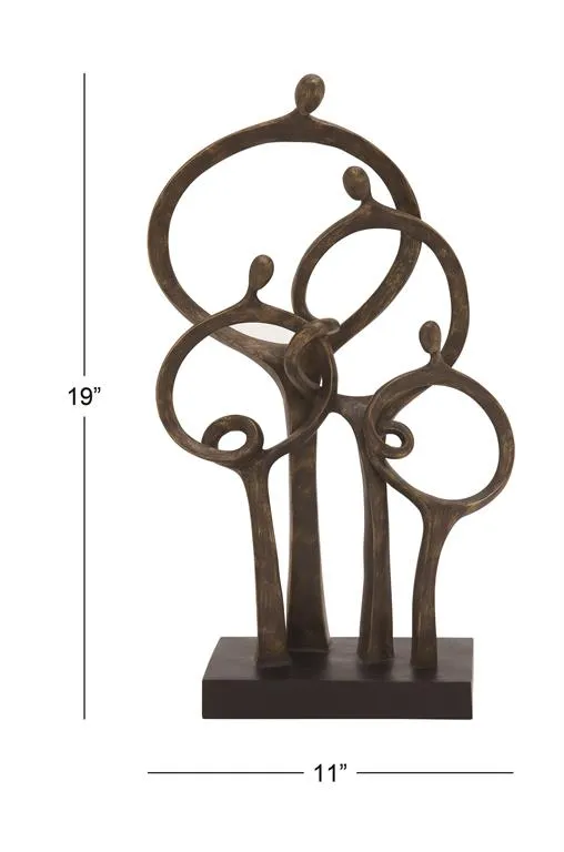 BROWN POLYSTONE TRADITIONAL PEOPLE SCULPTURE