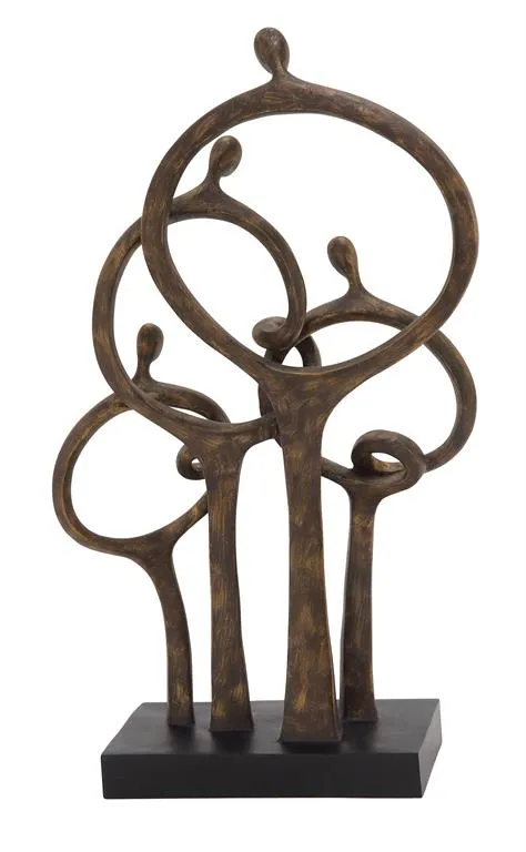 BROWN POLYSTONE TRADITIONAL PEOPLE SCULPTURE