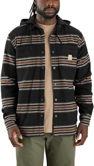 Carhartt Rugged Flex® Relaxed Fit Flannel Fleece-Lined Hooded Shirt Jacket Black