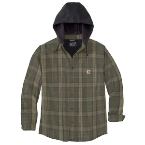 Carhartt Rugged Flex® Relaxed Fit Flannel Fleece-Lined Hooded Shirt Jacket Olive