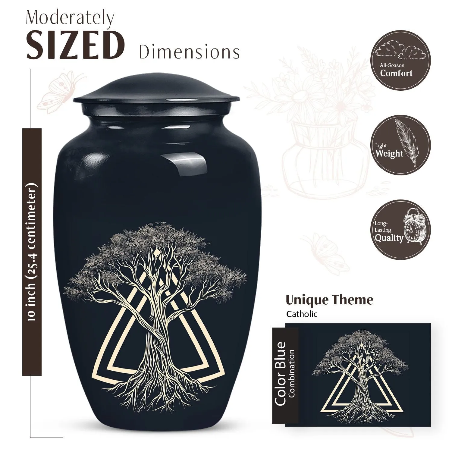 Catholic-Inspired Memorial Cremation Urn For Cremated Human Ashes