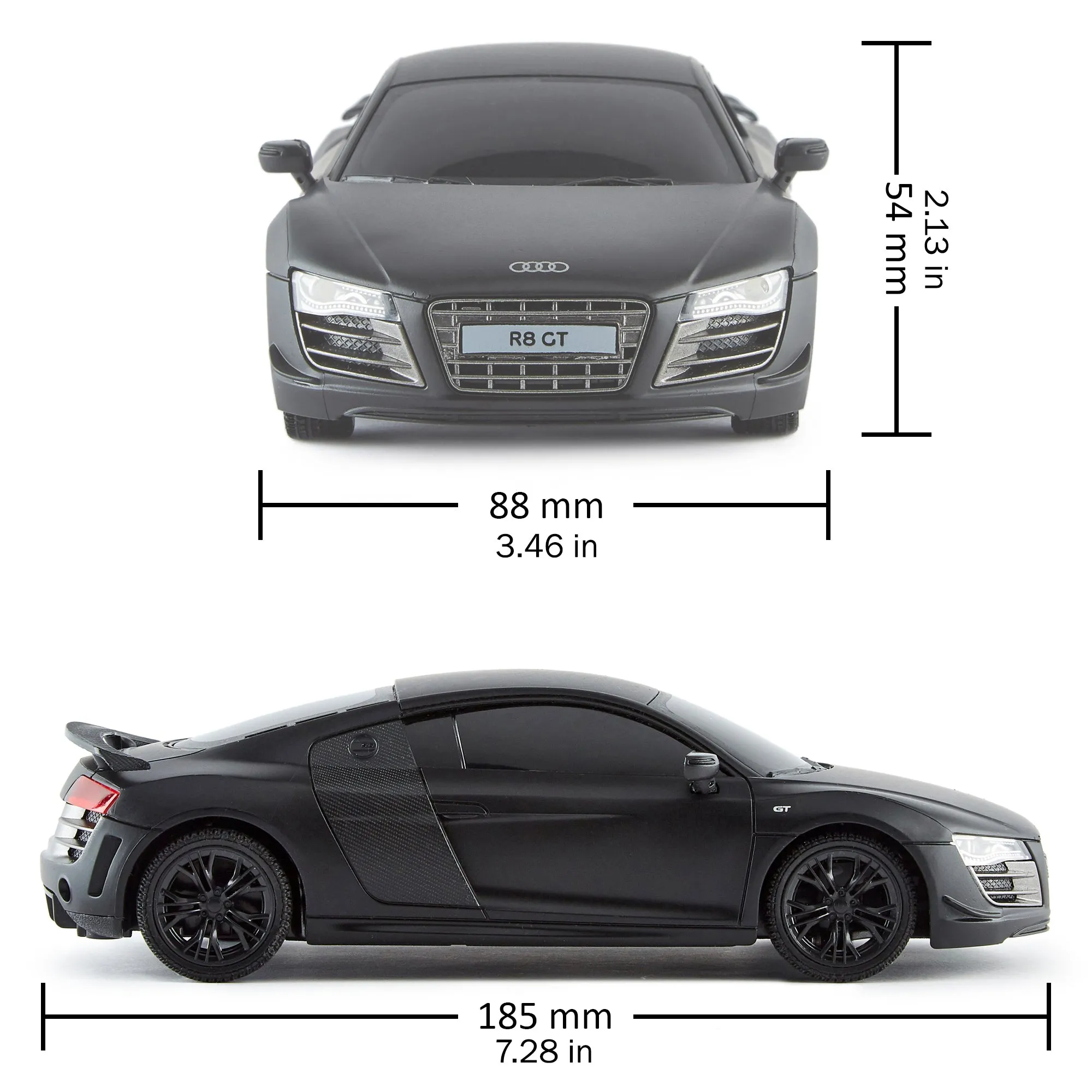 CMJ RC Cars Audi R8 GT - Black - 1:24 Scale Remote Control Car with LED Headlights and 2.4GHz Racing Frequency
