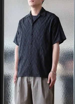 Cotton Embrodiery Open Collar Shirt