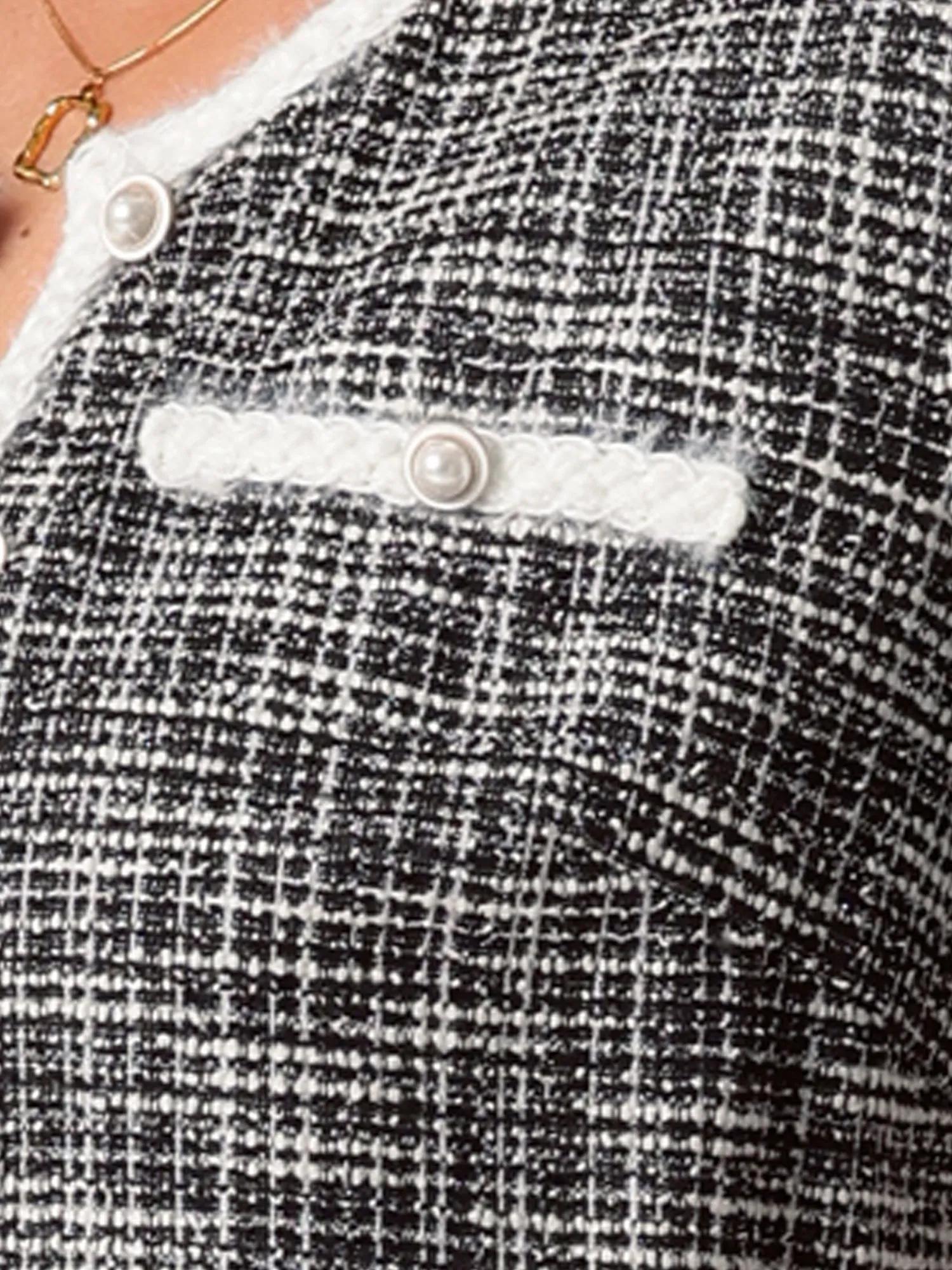 Crew Neck Short Sleeve Cropped Tweed Jacket