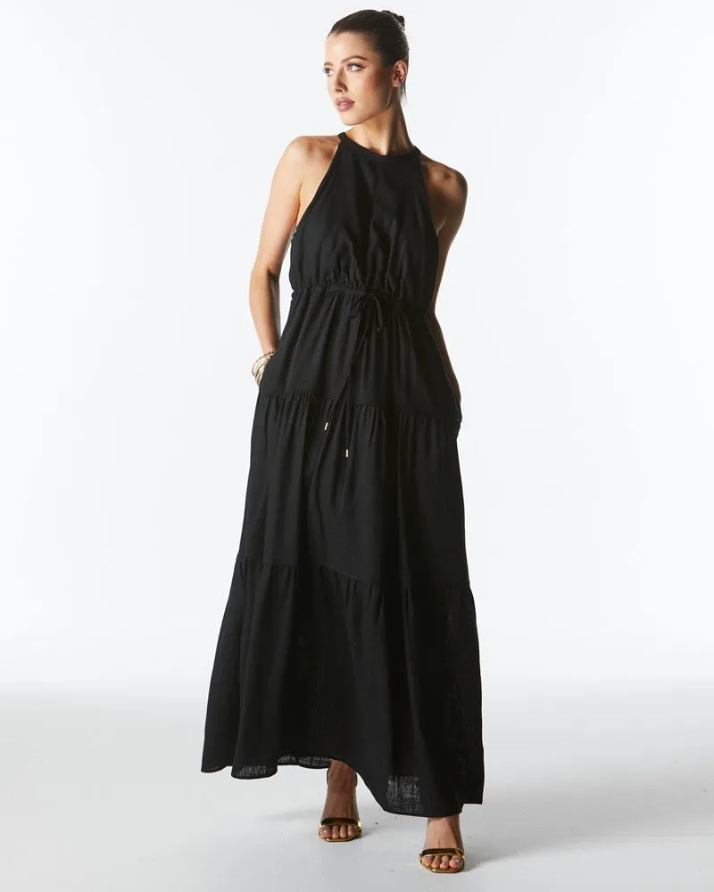 Fate Midsummer Halter Maxi Dress Black