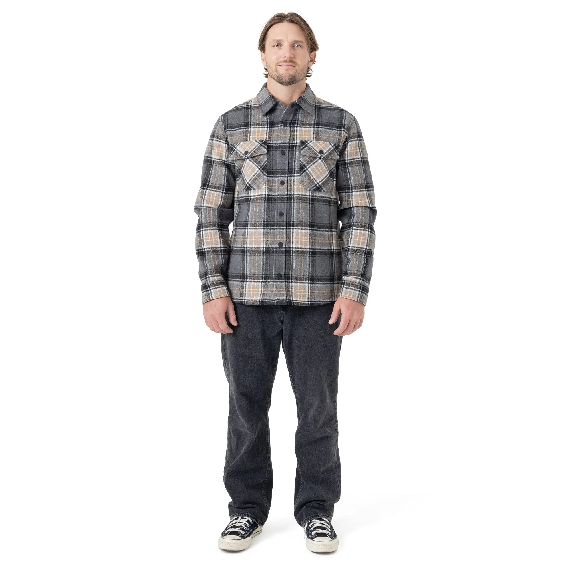 Front Snap Fleece Jacket - Greypld