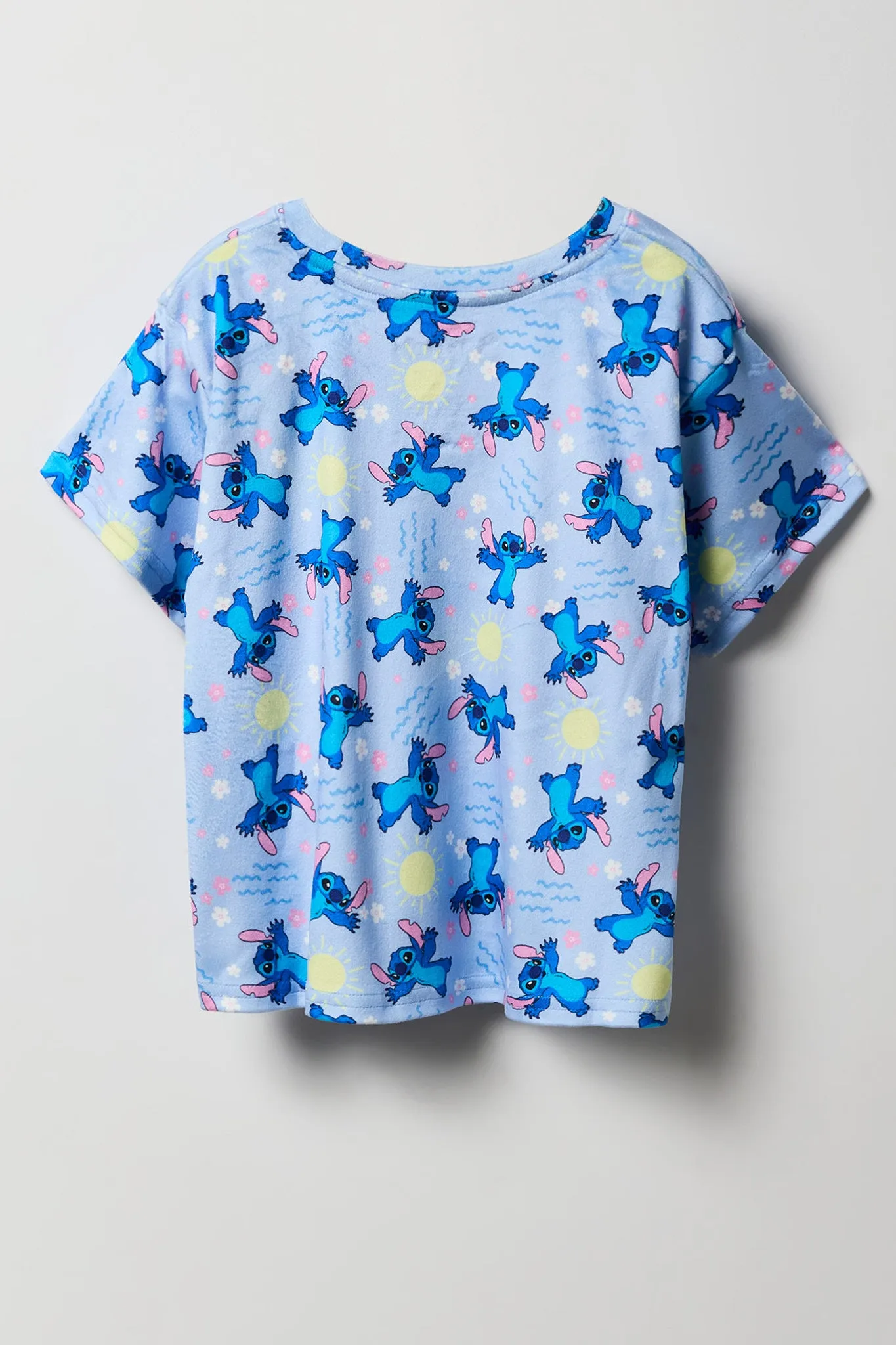 Girls Blue Stitch Print T-Shirt & Pant 2 Piece Licensed Casual Set