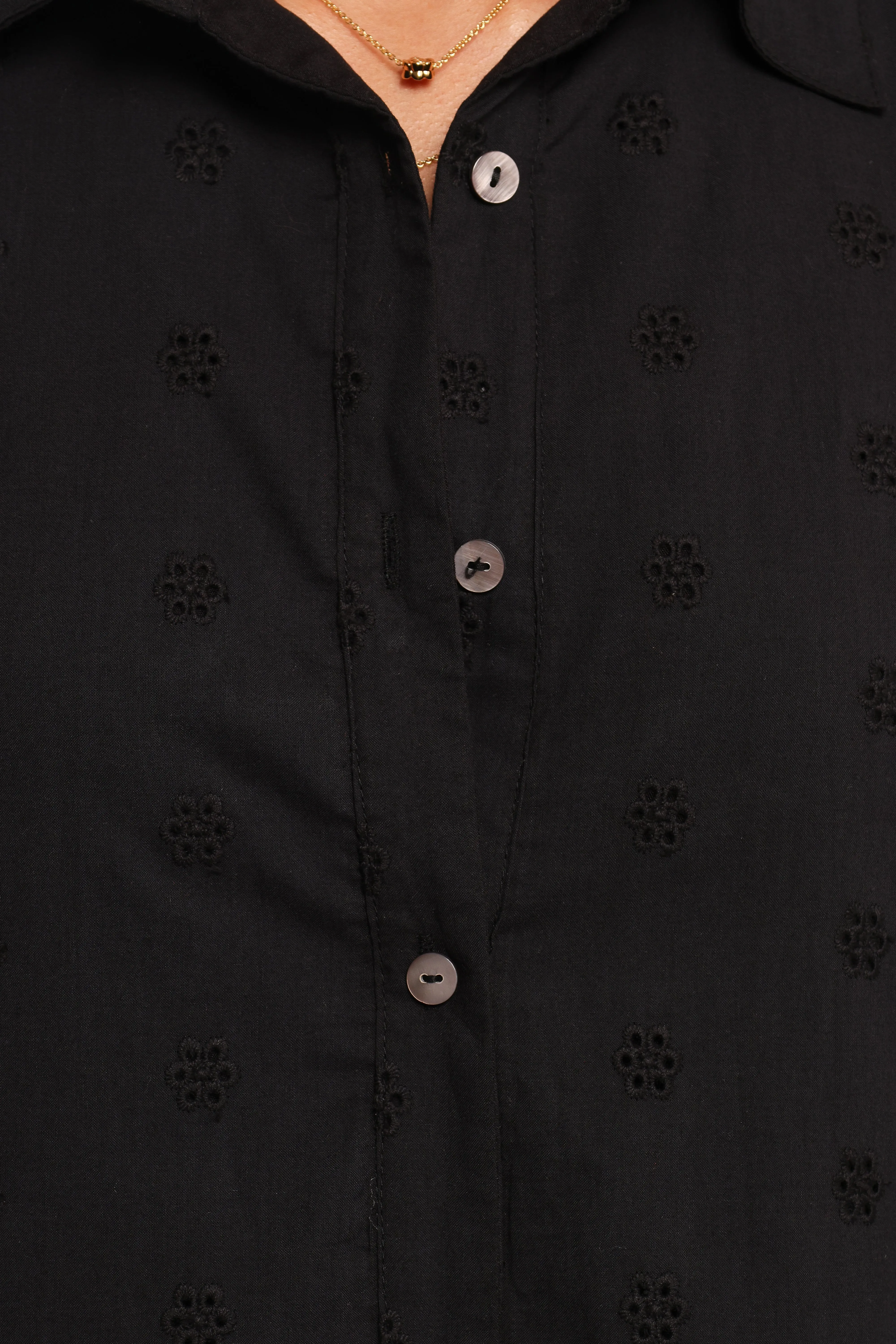 Grady Collared Shirt Dress - Black