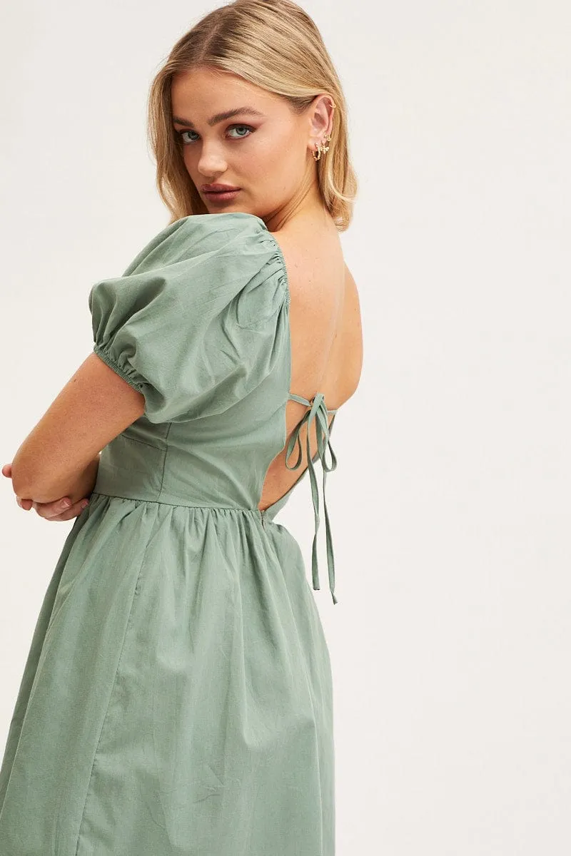 Green Mini Dress Short Sleeve