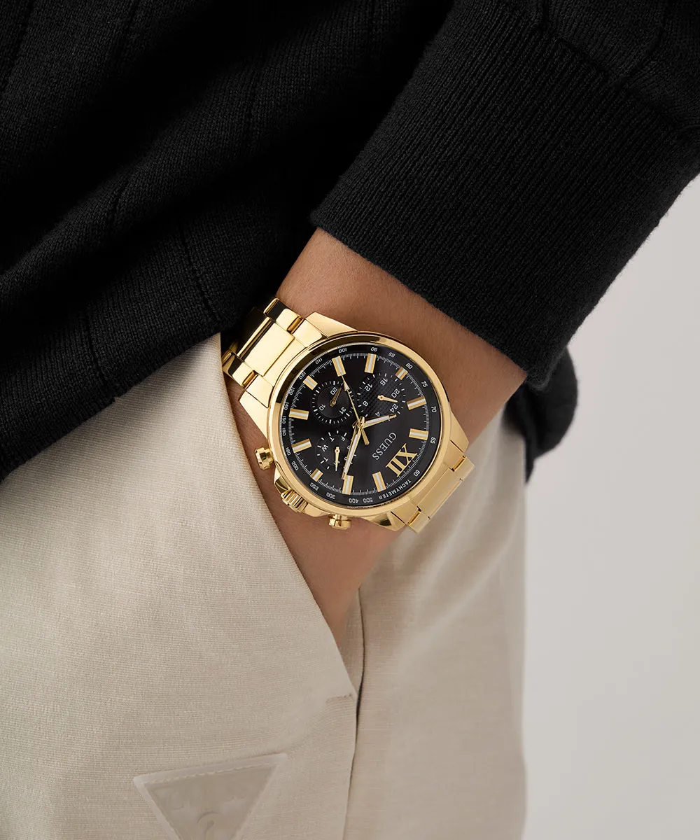 GUESS Mens Gold Tone Multi-function Watch
