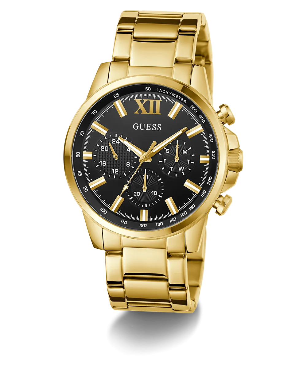 GUESS Mens Gold Tone Multi-function Watch