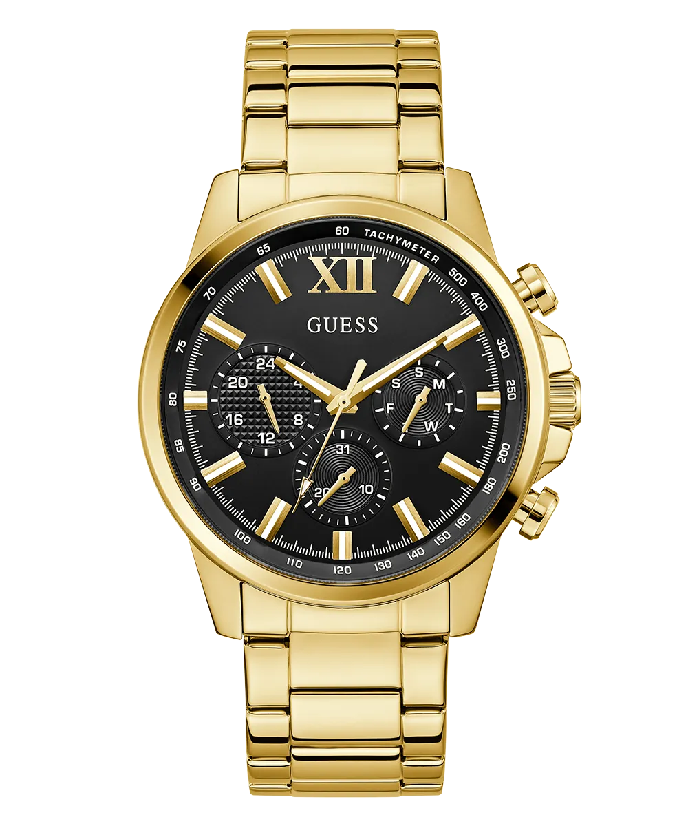 GUESS Mens Gold Tone Multi-function Watch
