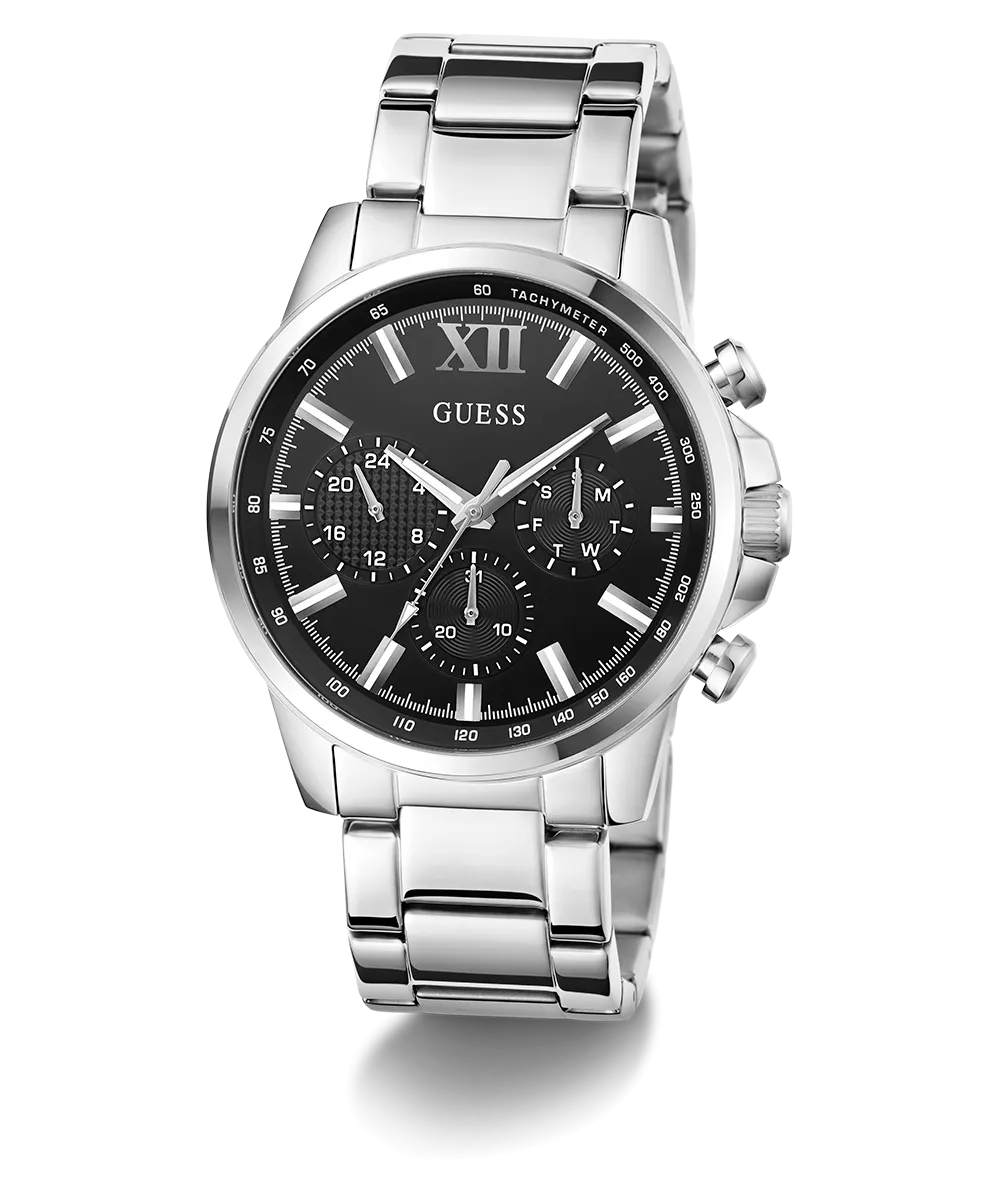 GUESS Mens Silver Tone Multi-function Watch