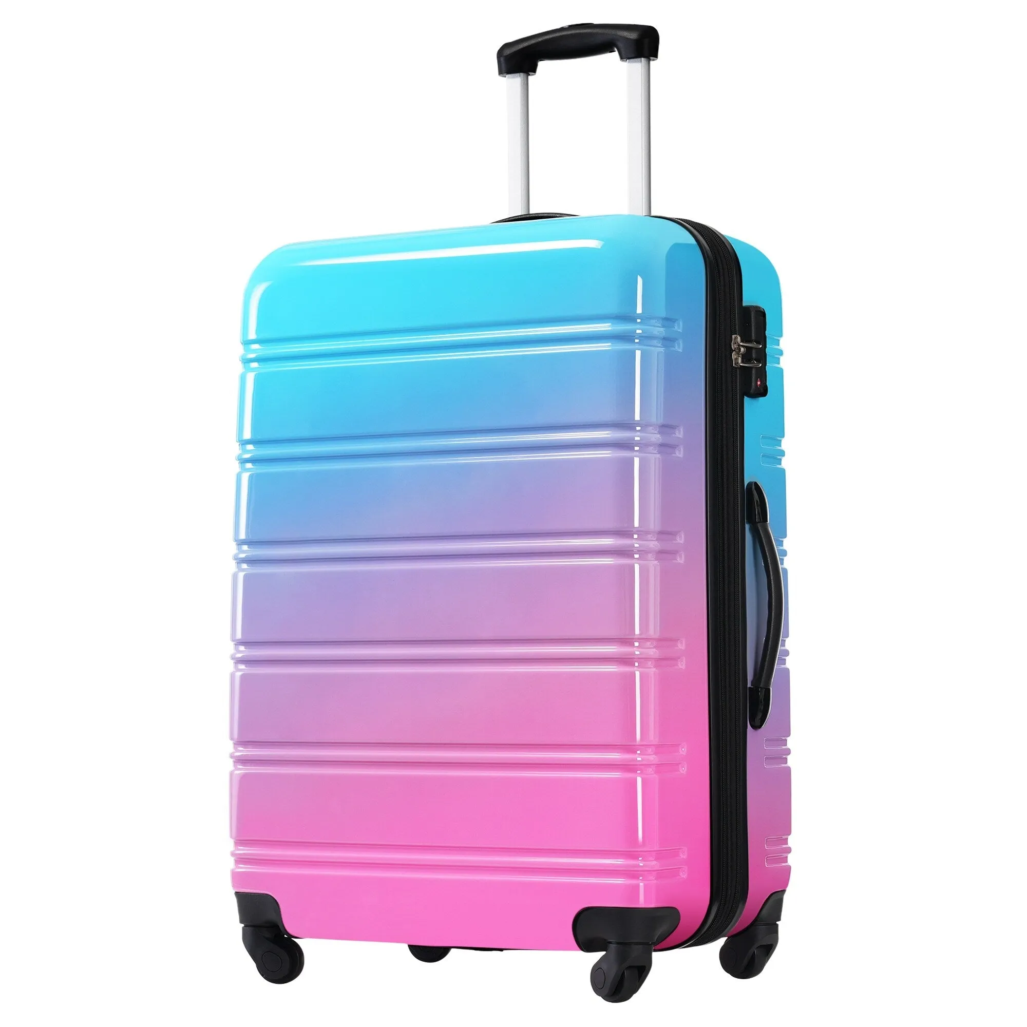 Hardshell Luggage Sets with Silicone Handles and TSA Lock, 3 Piece Gradient Color Expandable Suitcase with Spinner Wheels