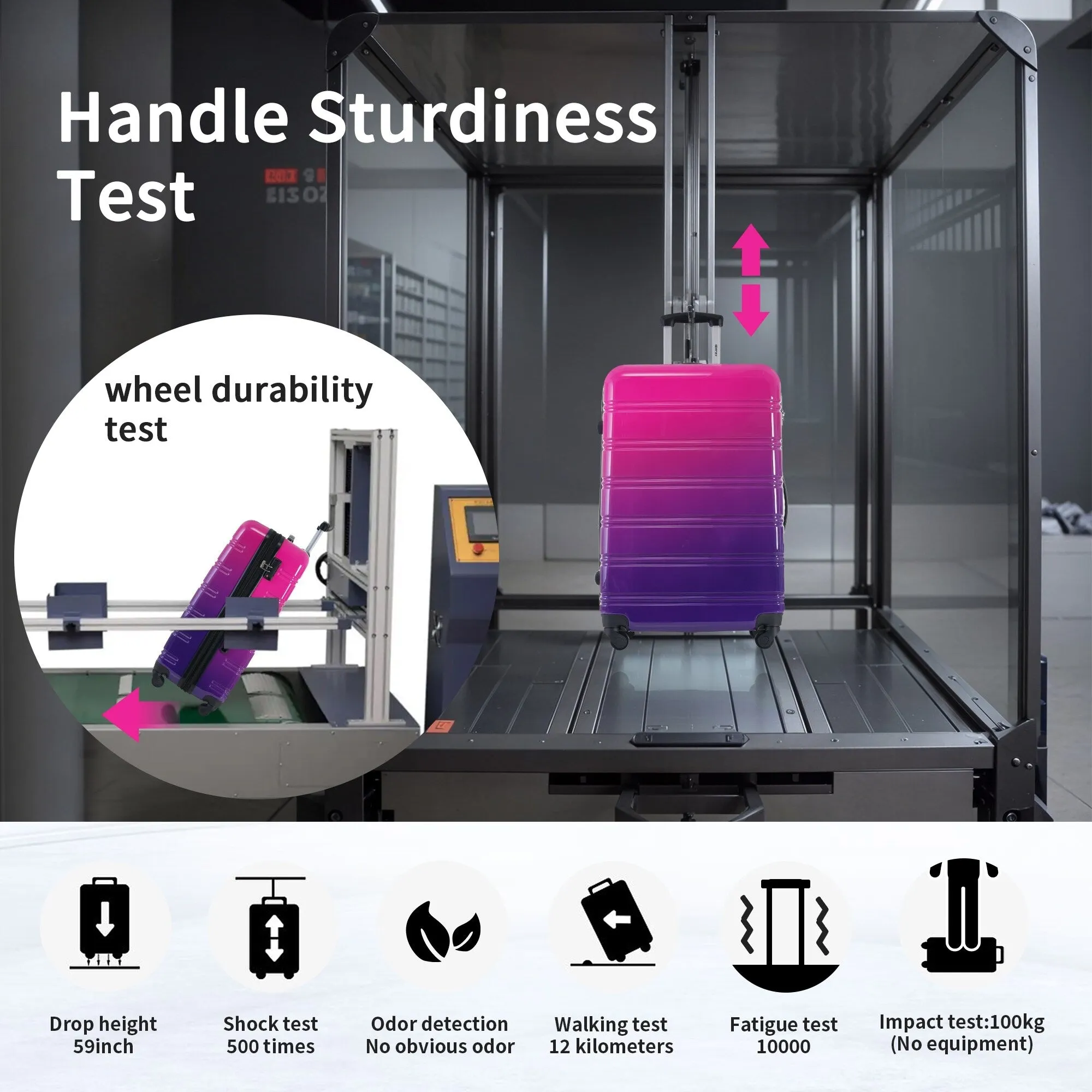 Hardshell Luggage Sets with Silicone Handles and TSA Lock, 3 Piece Gradient Color Expandable Suitcase with Spinner Wheels
