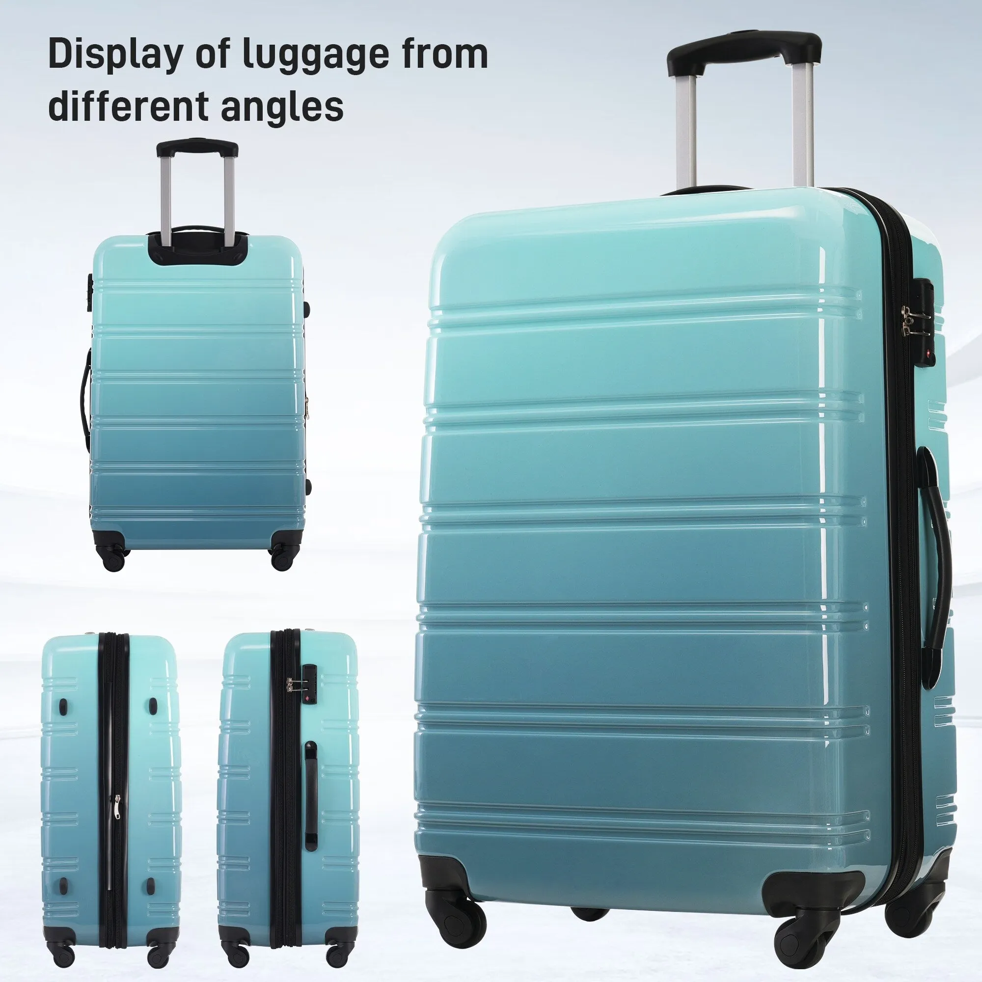 Hardshell Luggage Sets with Silicone Handles and TSA Lock, 3 Piece Gradient Color Expandable Suitcase with Spinner Wheels