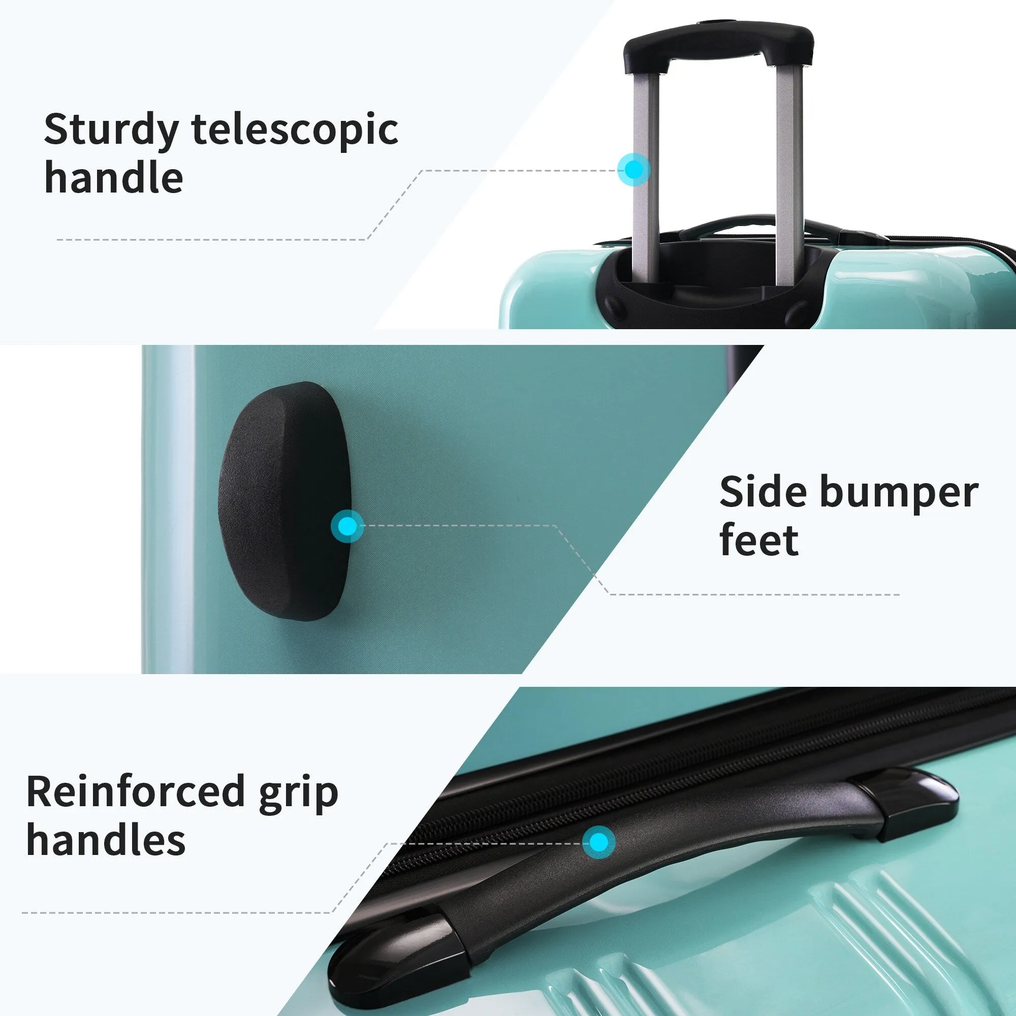 Hardshell Luggage Sets with Silicone Handles and TSA Lock, 3 Piece Gradient Color Expandable Suitcase with Spinner Wheels