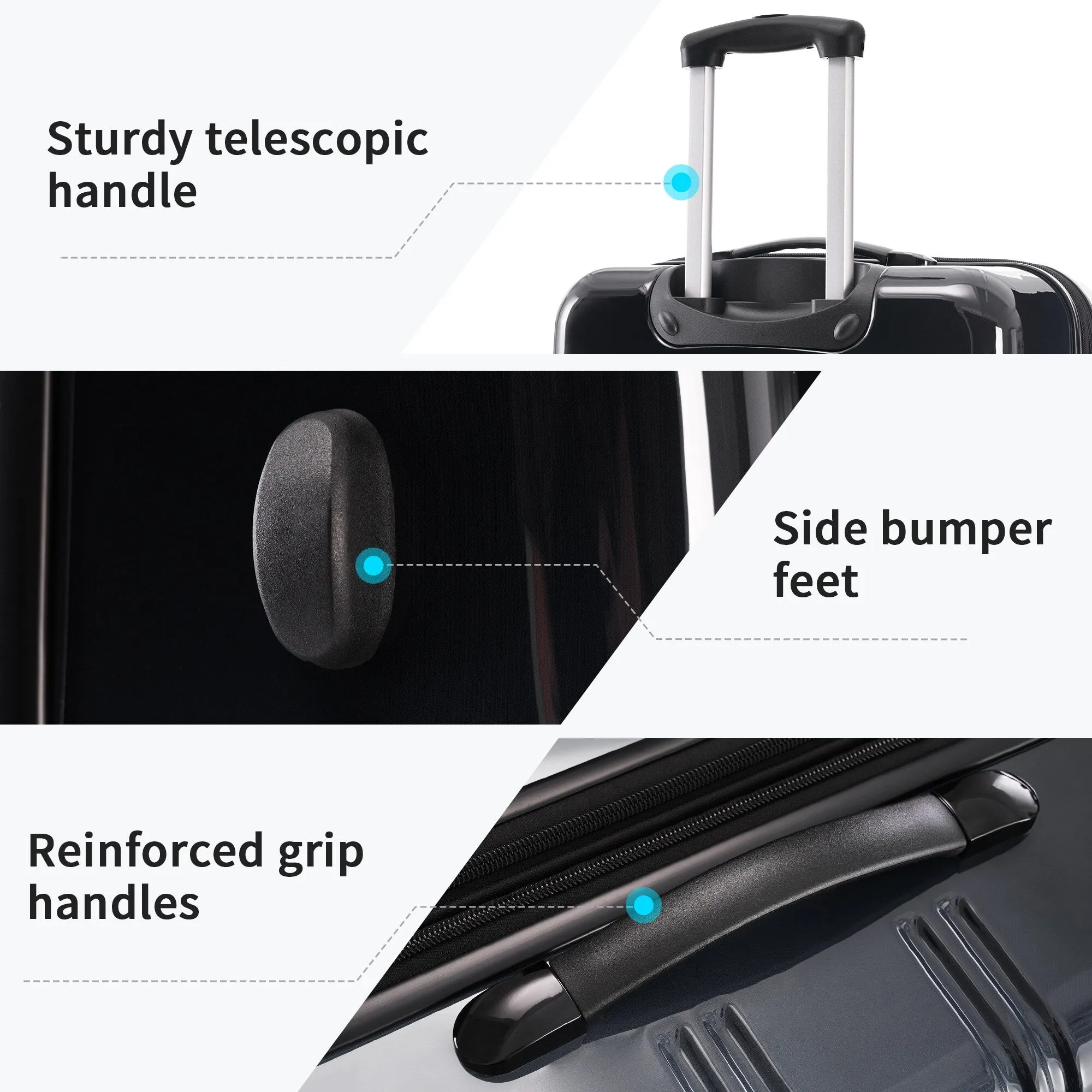 Hardshell Luggage Sets with Silicone Handles and TSA Lock, 3 Piece Gradient Color Expandable Suitcase with Spinner Wheels