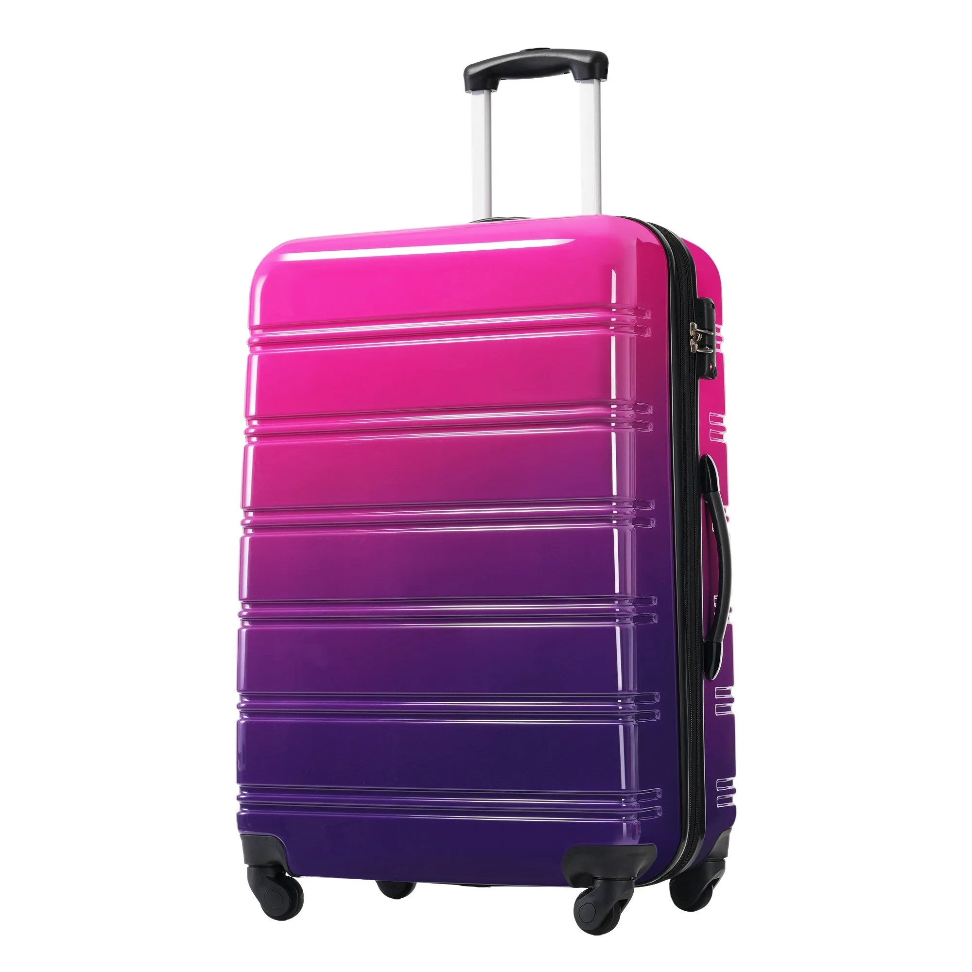 Hardshell Luggage Sets with Silicone Handles and TSA Lock, 3 Piece Gradient Color Expandable Suitcase with Spinner Wheels