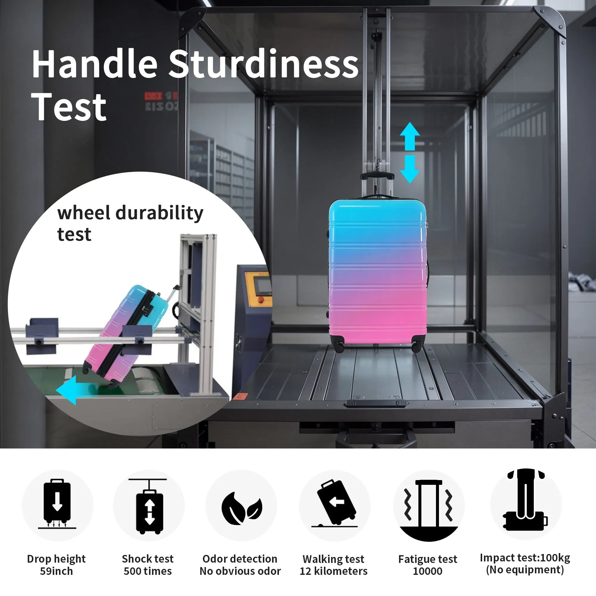 Hardshell Luggage Sets with Silicone Handles and TSA Lock, 3 Piece Gradient Color Expandable Suitcase with Spinner Wheels