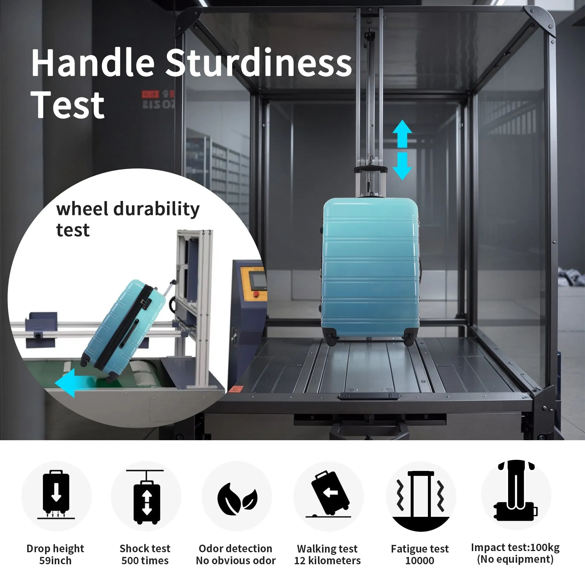 Hardshell Luggage Sets with Silicone Handles and TSA Lock, 3 Piece Gradient Color Expandable Suitcase with Spinner Wheels