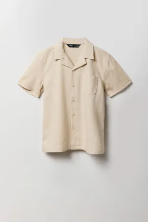Haut boutonné en lin avec col pour garçon