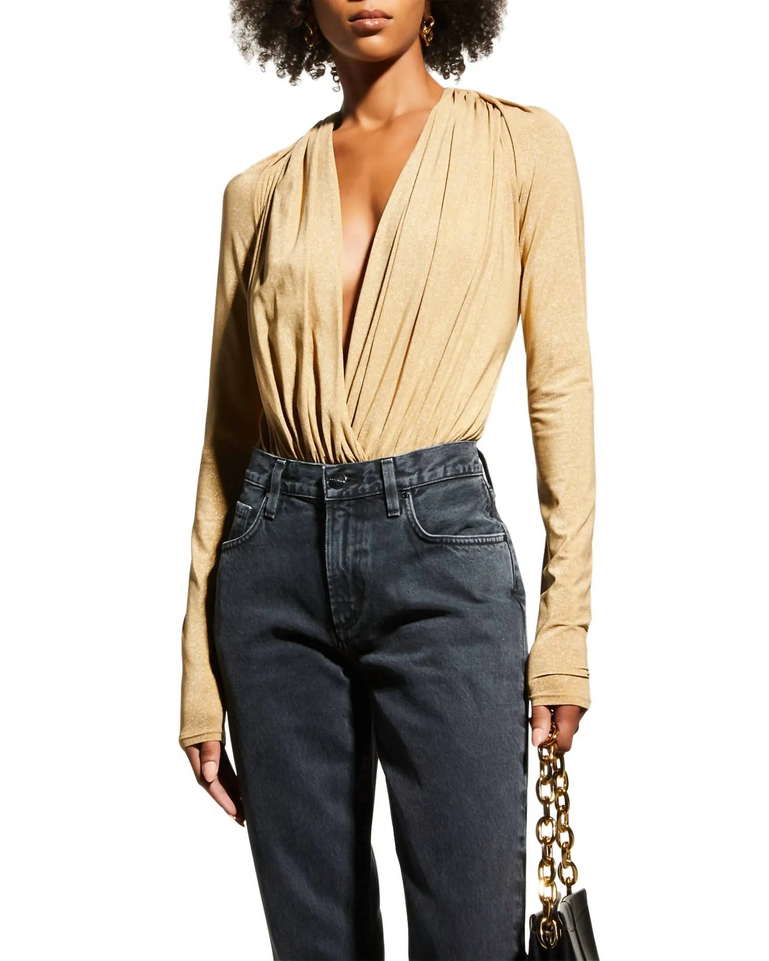 Hilda Bodysuit In Gold Lurex