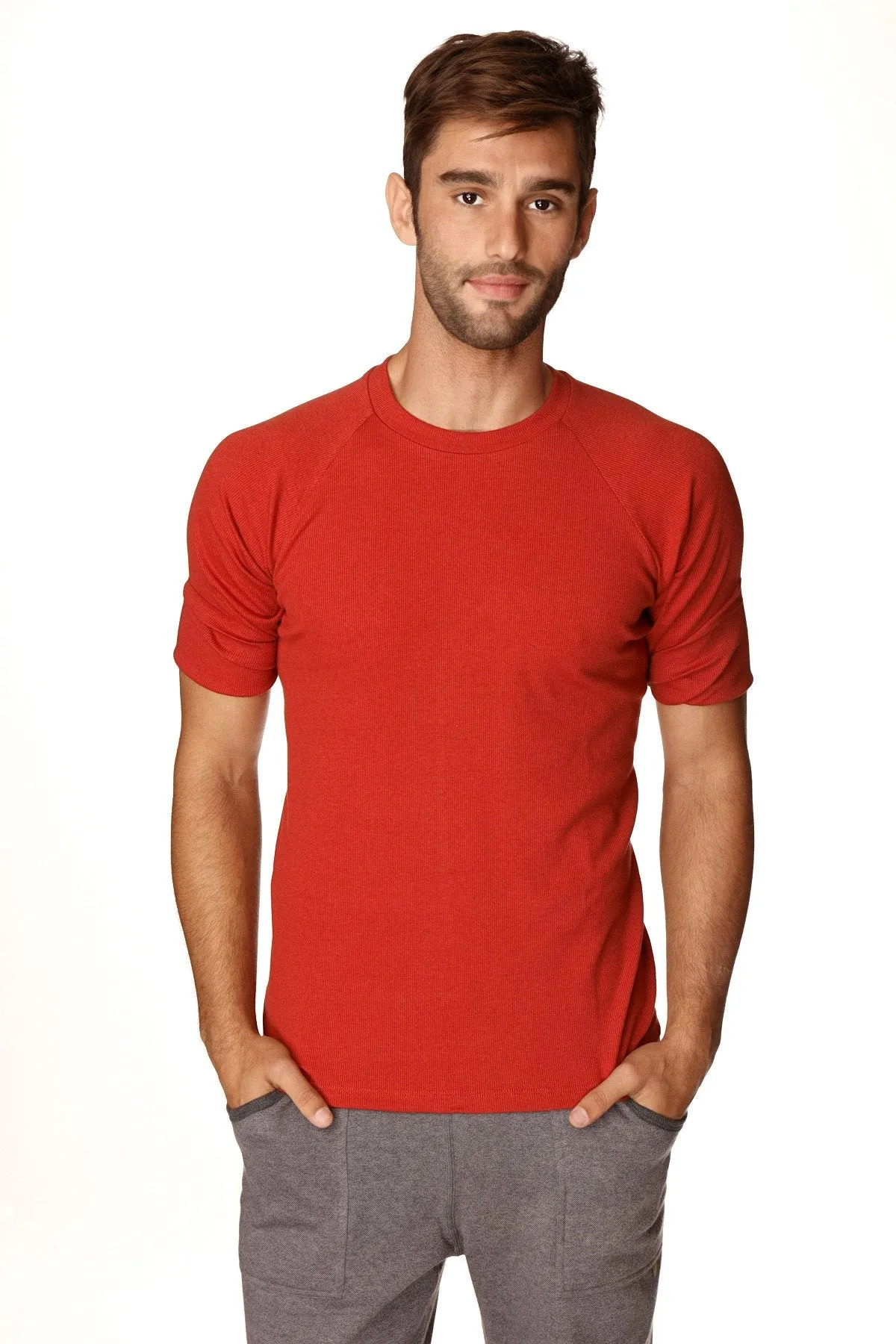Hybrid Crew Neck Raglan Tee (Cinnabar Red)