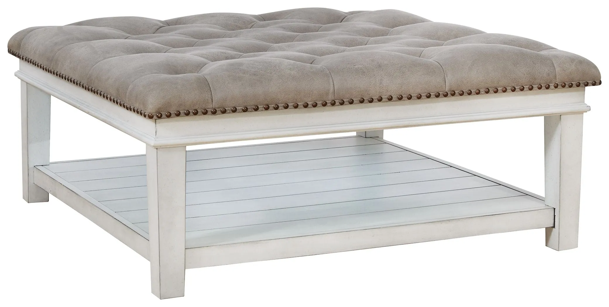 Kanwyn Whitewash Uph Ottoman Cocktail Table