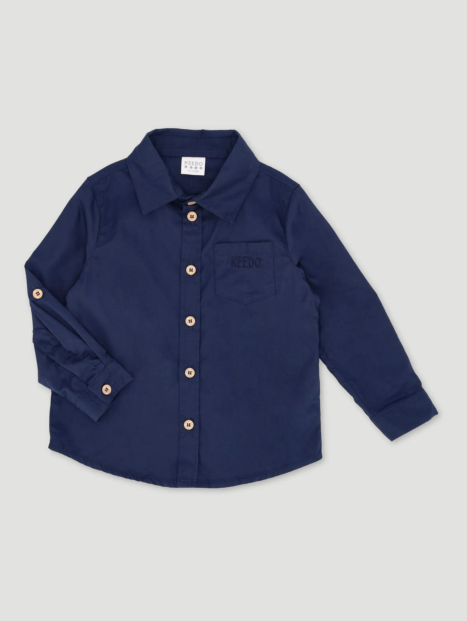 Keedo Boys Navy Formal Poplin Shirt