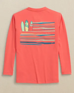 Kids Surfing Stripes Long Sleeve Performance T-Shirt