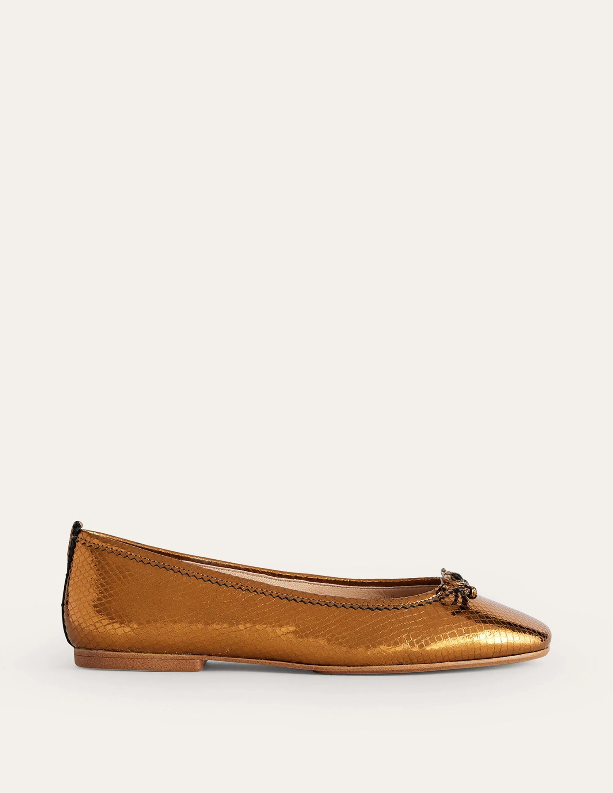 Kitty Flexi Sole Ballet Pumps-Bronze Metallic Snake