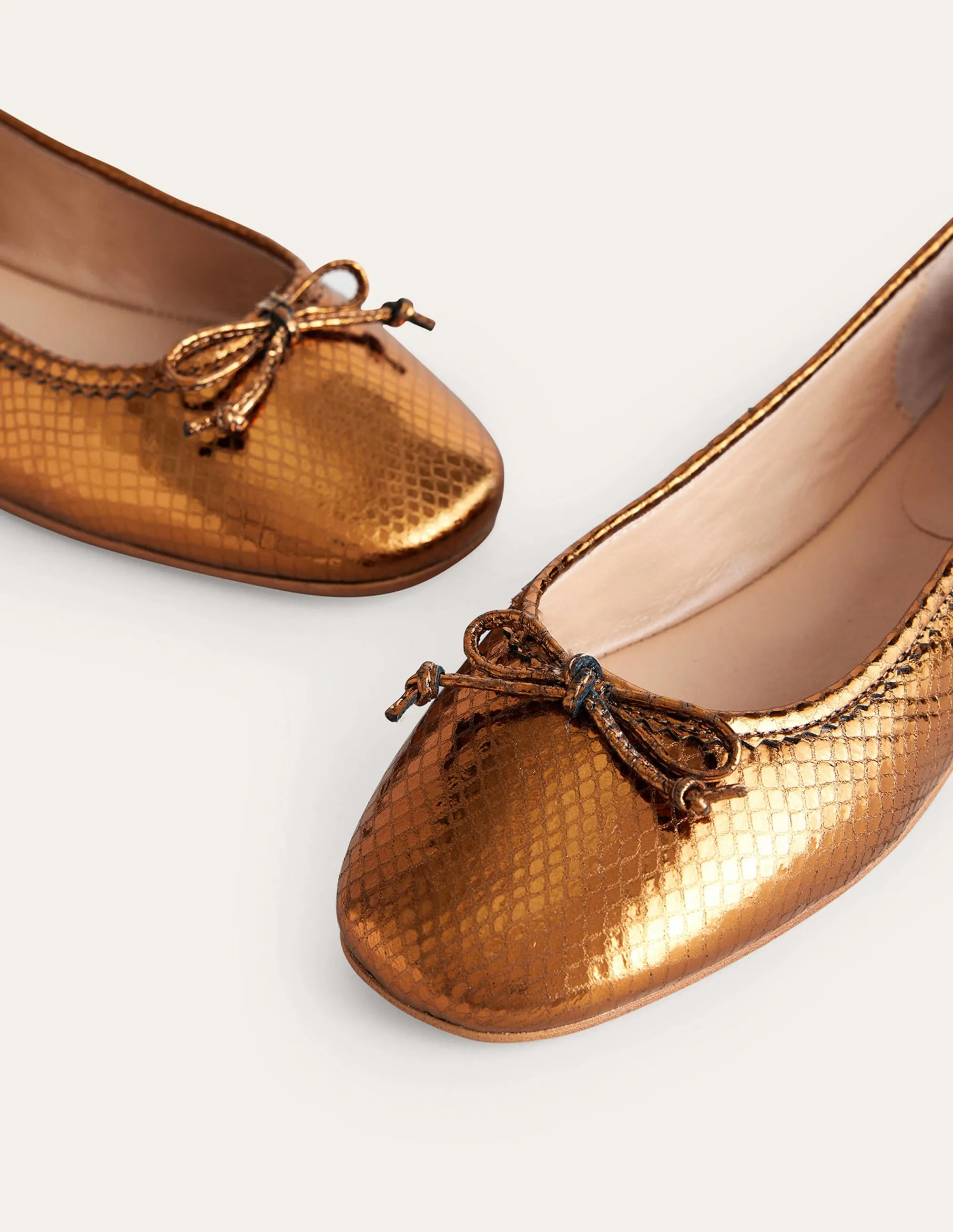 Kitty Flexi Sole Ballet Pumps-Bronze Metallic Snake