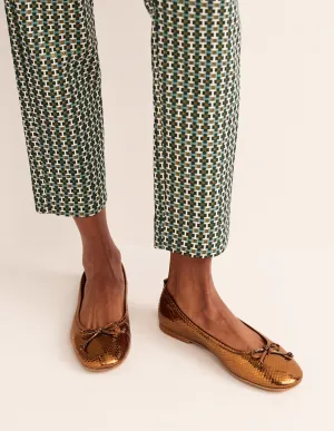 Kitty Flexi Sole Ballet Pumps-Bronze Metallic Snake