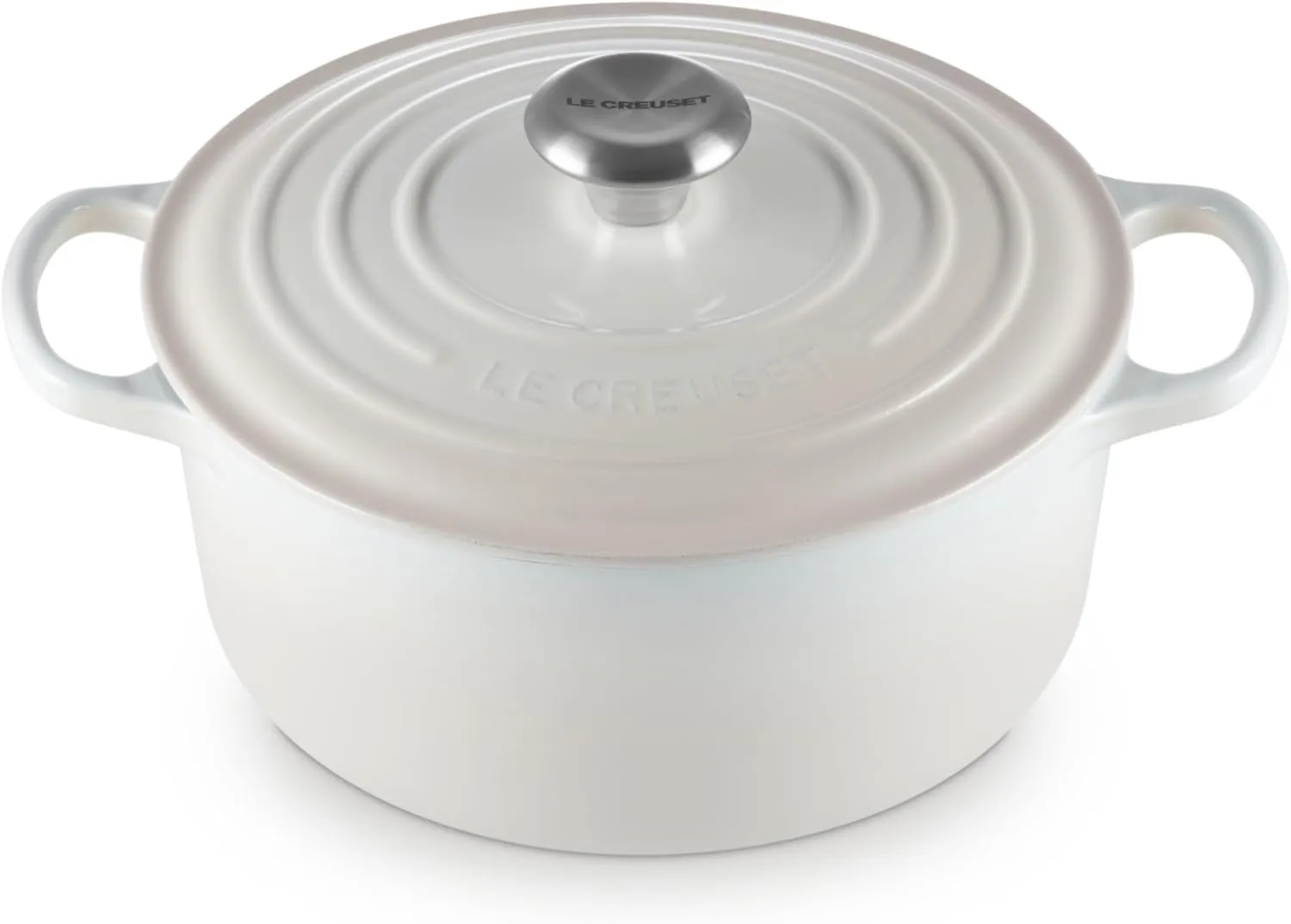 Le Creuset 4 1/2 Qt. Signature Round Dutch Oven w/Stainless Steel Knob - Meringue- Personalized Engraving Available