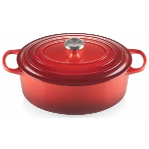 Le Creuset 6 3/4 Qt. Signature Oval Dutch Oven w/Stainless Steel Knob - Cerise- Personalized Engraving Available