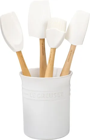 Le Creuset Craft Series 5-Piece Utensil Set w/Crock - White