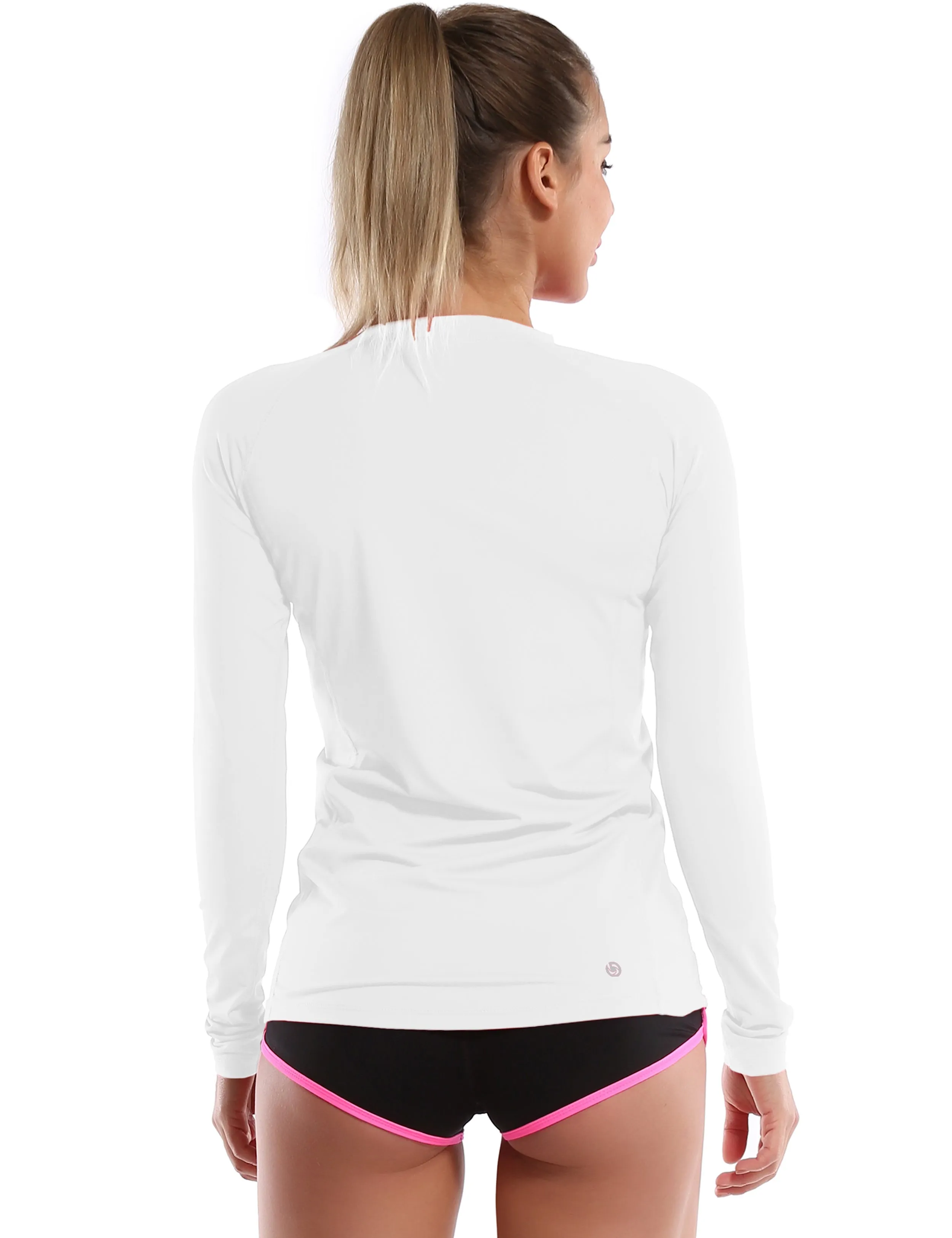 Long Sleeve UPF 50  Rashguard white_Plus Size