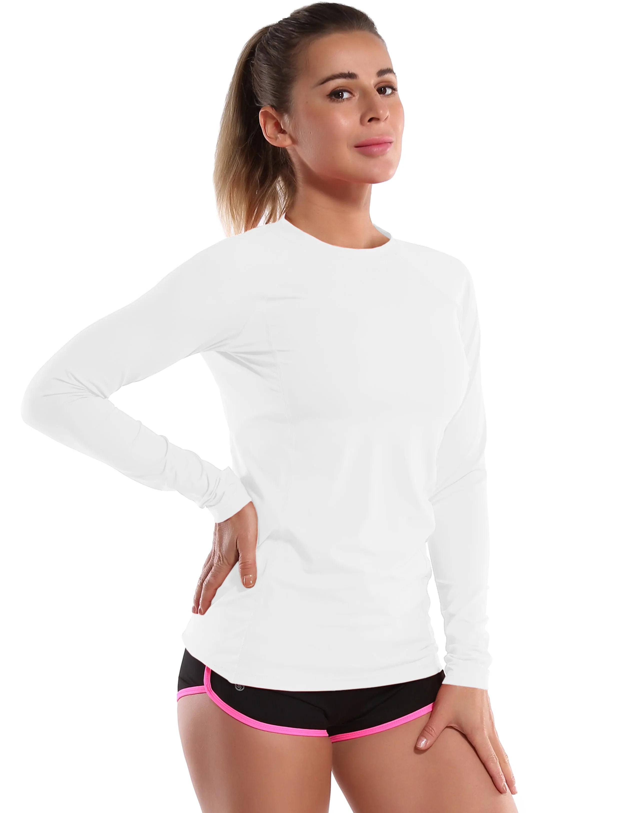 Long Sleeve UPF 50  Rashguard white_Plus Size