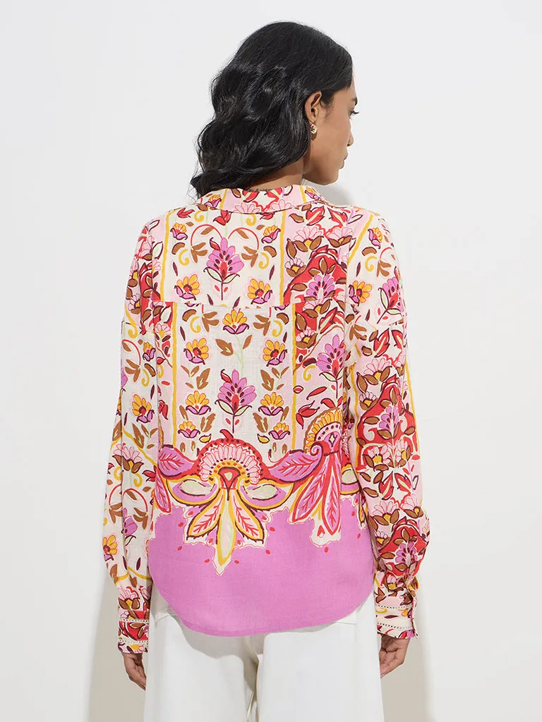 LOV Fuchsia Floral Pattern Shirt