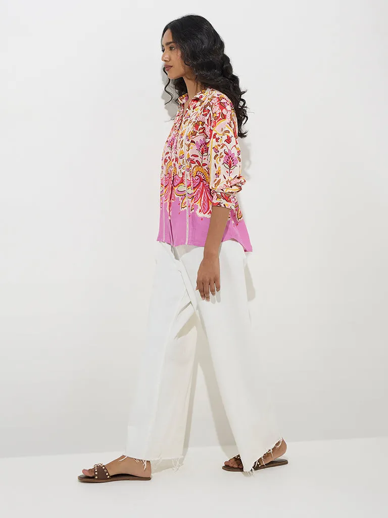LOV Fuchsia Floral Pattern Shirt